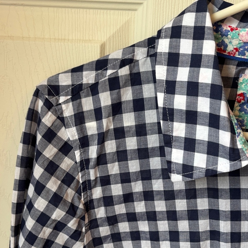 Talbots Navy White Gingham Checkered Button-Up Co… - image 5